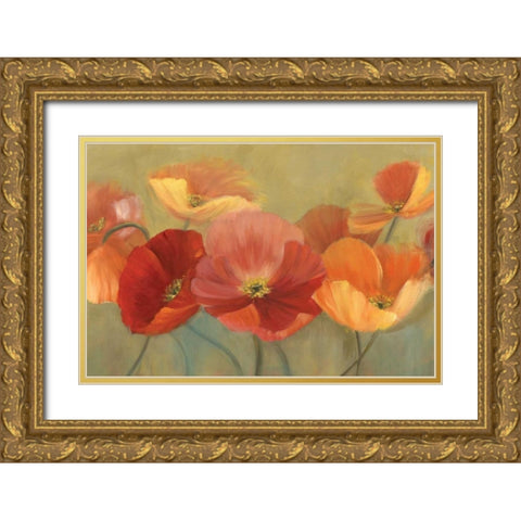 Summer Poppies Gold Ornate Wood Framed Art Print with Double Matting by Iafrate, Sandra