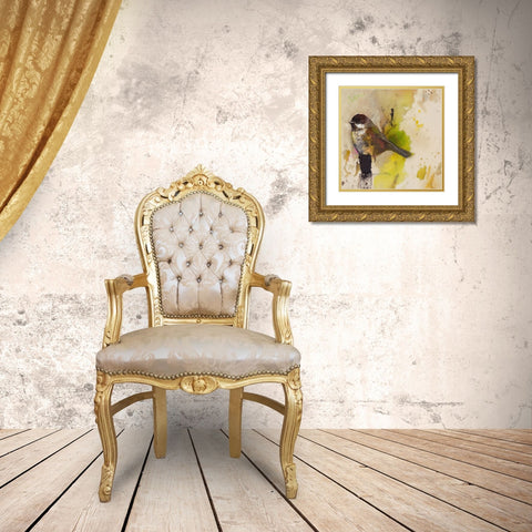 Yellow Goldfinch  Gold Ornate Wood Framed Art Print with Double Matting by St Amant, Daniel