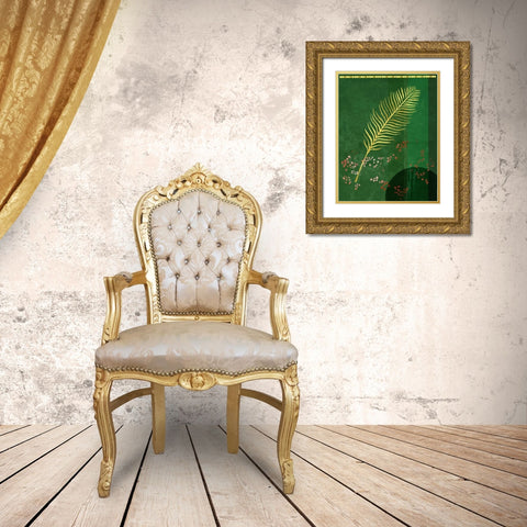 Lush Green Leaf Gold Ornate Wood Framed Art Print with Double Matting by Hogan, Aoibhne