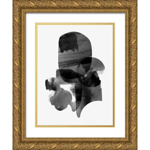 Shimmering Black I Gold Ornate Wood Framed Art Print with Double Matting by Hogan, Aoibhne