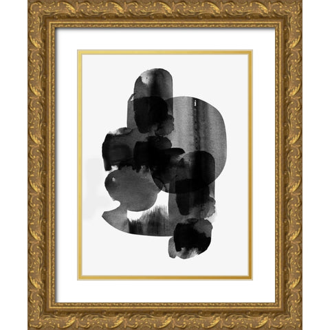 Shimmering Black II Gold Ornate Wood Framed Art Print with Double Matting by Hogan, Aoibhne