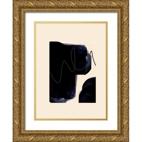 Blobs of Black IÂ  Gold Ornate Wood Framed Art Print with Double Matting by Hogan, Aoibhne