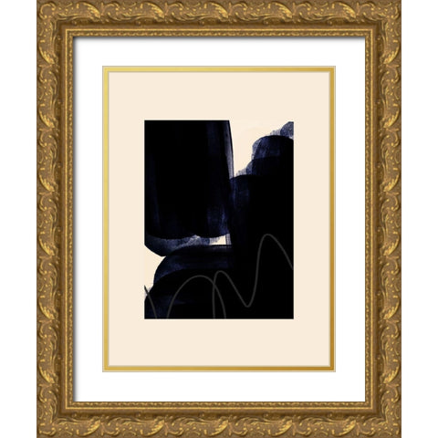 Blobs of Black II Gold Ornate Wood Framed Art Print with Double Matting by Hogan, Aoibhne