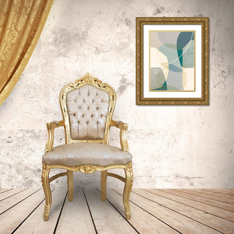 Formations of Blue I Gold Ornate Wood Framed Art Print with Double Matting by Hogan, Aoibhne