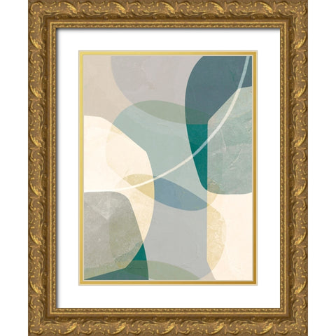 Formations of Blue I Gold Ornate Wood Framed Art Print with Double Matting by Hogan, Aoibhne