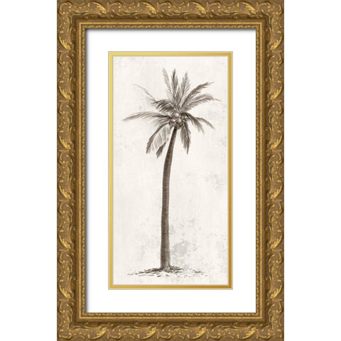 Vintage Palm Tree II Gold Ornate Wood Framed Art Print with Double Matting by Ian C