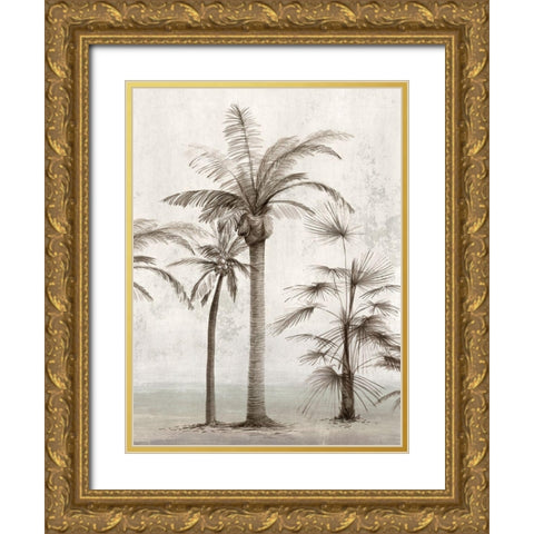 Vintage Palm Trees I  Gold Ornate Wood Framed Art Print with Double Matting by Ian C