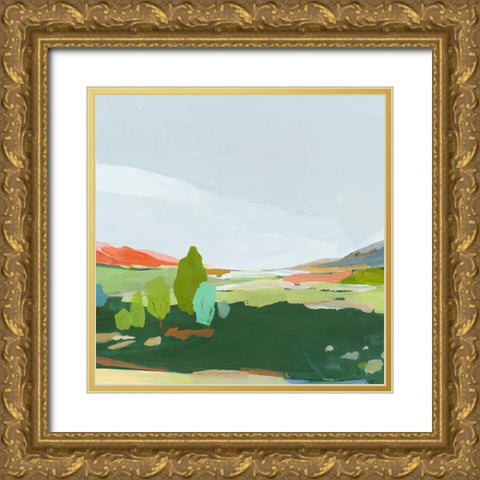 Green Hills II Gold Ornate Wood Framed Art Print with Double Matting by Ian C