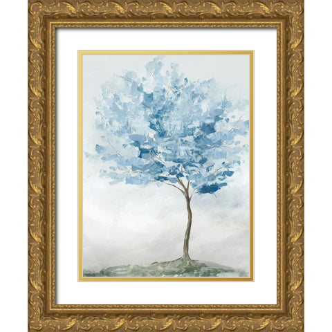 Blue Tree I  Gold Ornate Wood Framed Art Print with Double Matting by Ian C