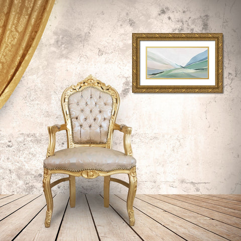 Rolling Green  Gold Ornate Wood Framed Art Print with Double Matting by Ian C