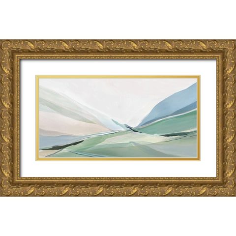 Rolling Green  Gold Ornate Wood Framed Art Print with Double Matting by Ian C