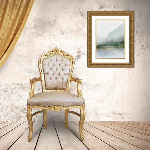 Sapphire Lake II  Gold Ornate Wood Framed Art Print with Double Matting by Ian C
