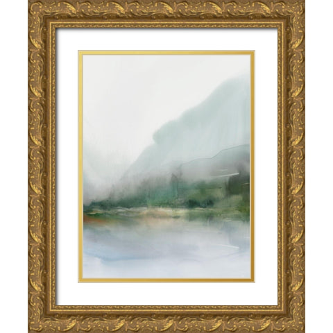 Sapphire Lake II  Gold Ornate Wood Framed Art Print with Double Matting by Ian C
