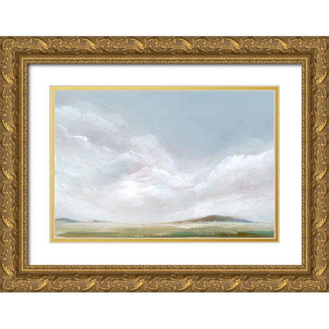 Rolling Pink Clouds Gold Ornate Wood Framed Art Print with Double Matting by Ian C