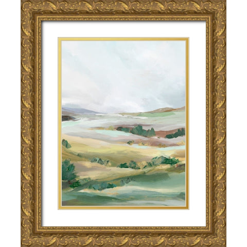 Green Pastures II Gold Ornate Wood Framed Art Print with Double Matting by Ian C
