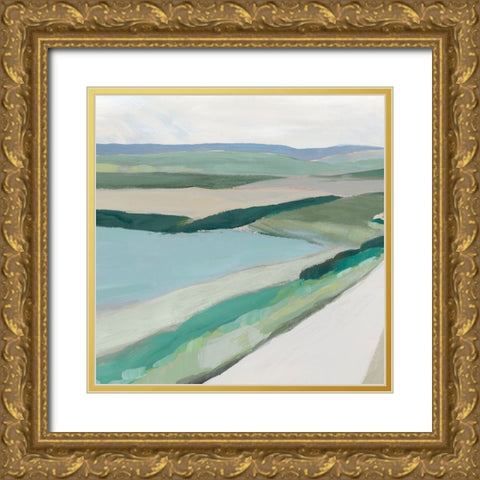 Fields of Green I Gold Ornate Wood Framed Art Print with Double Matting by Ian C