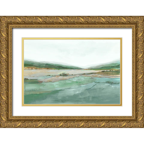 Lakeside Serenity Gold Ornate Wood Framed Art Print with Double Matting by Ian C
