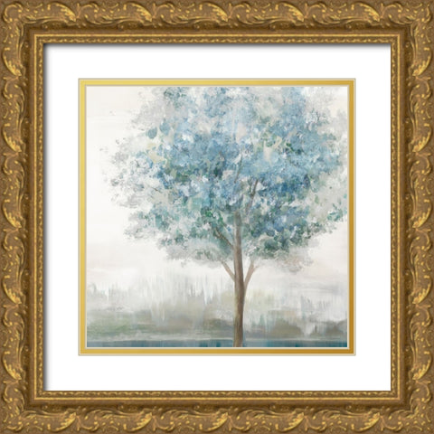 Teal Secret Garden Gold Ornate Wood Framed Art Print with Double Matting by Ian C