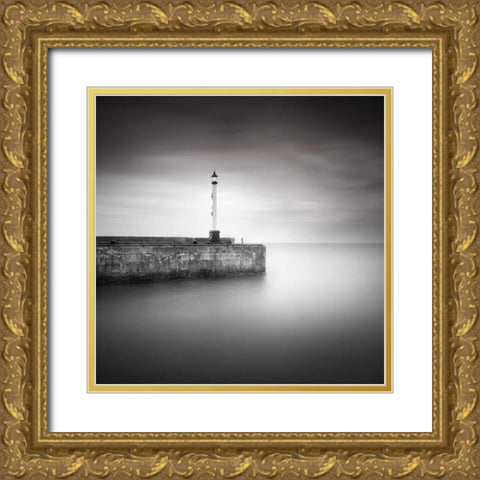 Bridlington Harbor Gold Ornate Wood Framed Art Print with Double Matting by Barber, Ian