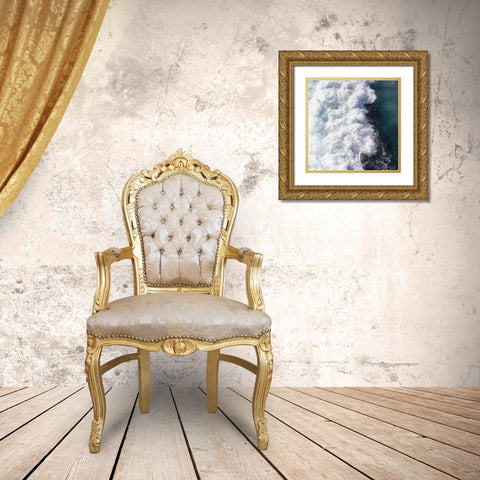 Midnight Blue Wave Gold Ornate Wood Framed Art Print with Double Matting by Beddoes, Ingrid