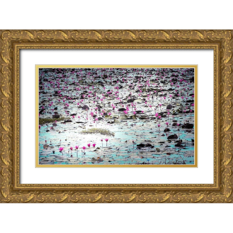 Flowers in the Creek Gold Ornate Wood Framed Art Print with Double Matting by Valner, Jessica