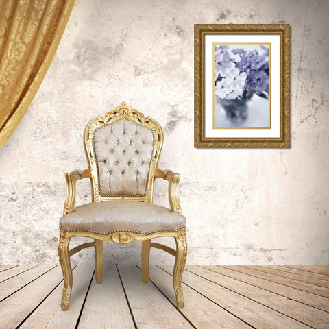 Violet Hydrangea  Gold Ornate Wood Framed Art Print with Double Matting by Stalus, Judy
