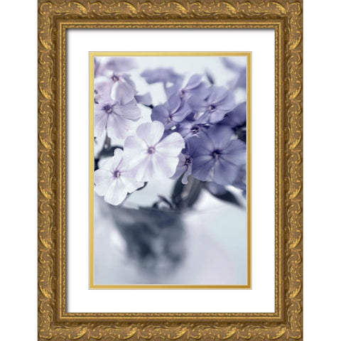 Violet Hydrangea  Gold Ornate Wood Framed Art Print with Double Matting by Stalus, Judy