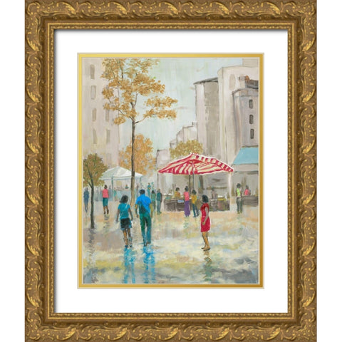 Small town girl Gold Ornate Wood Framed Art Print with Double Matting by Joy, Julie