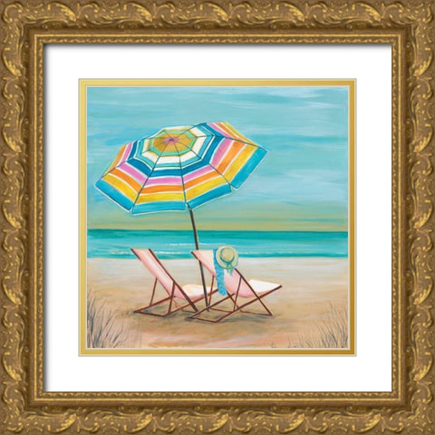 Two By The Sea II Gold Ornate Wood Framed Art Print with Double Matting by Joy, Julie