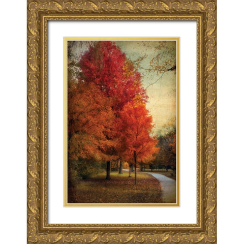 Among the Maples Gold Ornate Wood Framed Art Print with Double Matting by Jenney, Jessica