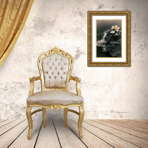Lotus in the Mist Gold Ornate Wood Framed Art Print with Double Matting by Jenney, Jessica