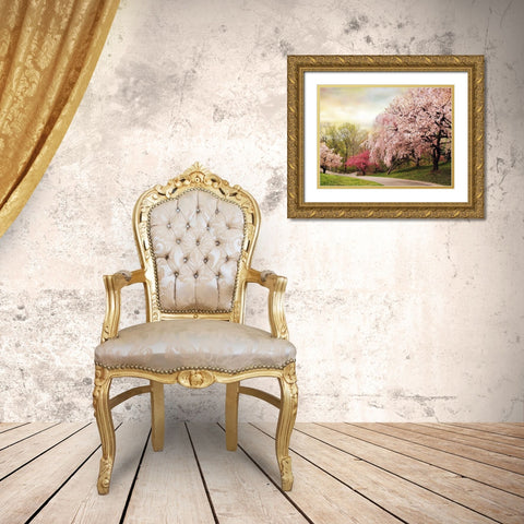 Asian Cherry Grove Gold Ornate Wood Framed Art Print with Double Matting by Jenney, Jessica