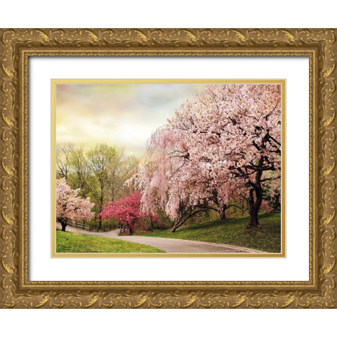 Asian Cherry Grove Gold Ornate Wood Framed Art Print with Double Matting by Jenney, Jessica