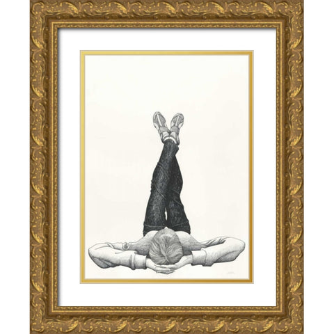 Resting Gold Ornate Wood Framed Art Print with Double Matting by JOEL