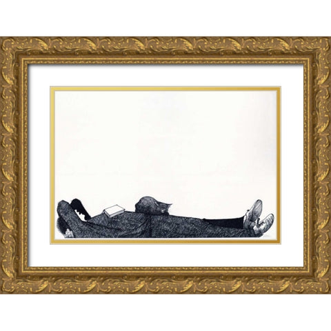 Nap Gold Ornate Wood Framed Art Print with Double Matting by JOEL