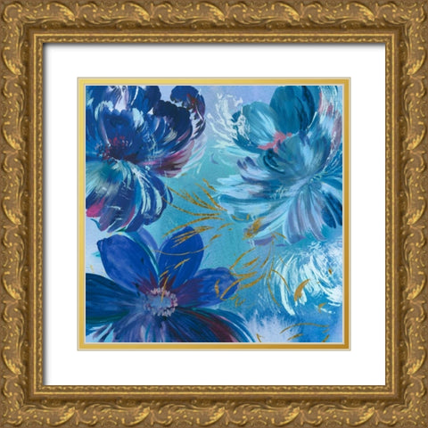 Midnight Floral I Gold Ornate Wood Framed Art Print with Double Matting by Jensen, Asia