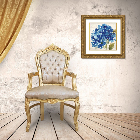 Hampton Hydrangea II Gold Ornate Wood Framed Art Print with Double Matting by Jensen, Asia