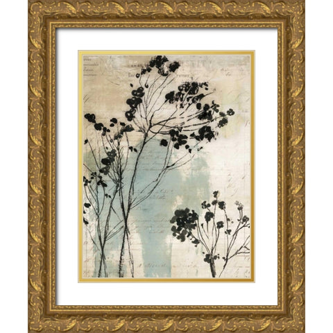 Inky Floral I Gold Ornate Wood Framed Art Print with Double Matting by Jensen, Asia