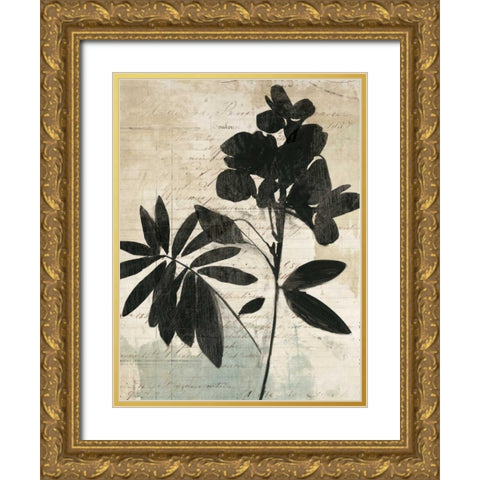 Inky Floral II Gold Ornate Wood Framed Art Print with Double Matting by Jensen, Asia