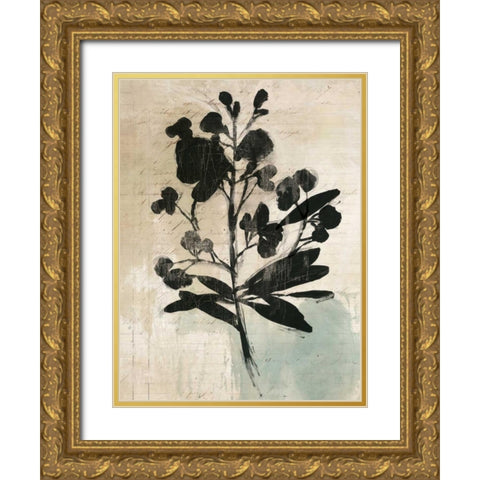 Inky Floral III Gold Ornate Wood Framed Art Print with Double Matting by Jensen, Asia