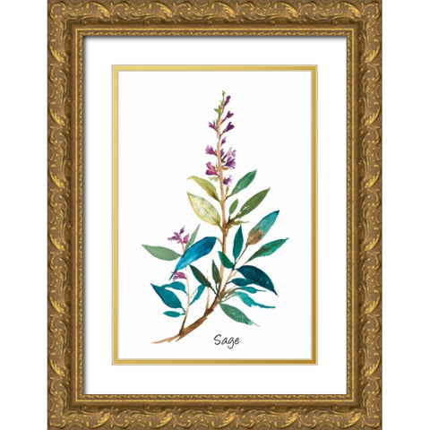 Sage II Gold Ornate Wood Framed Art Print with Double Matting by Jensen, Asia
