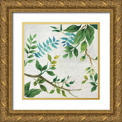 Lush Leaves Gold Ornate Wood Framed Art Print with Double Matting by Jensen, Asia