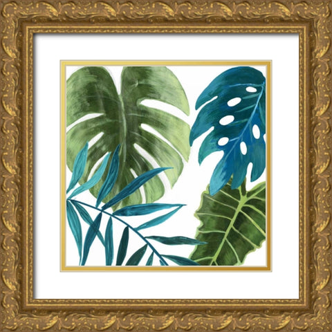 Tropical Leaves I Gold Ornate Wood Framed Art Print with Double Matting by Jensen, Asia
