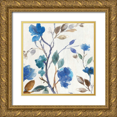 Cobalt Peony I Gold Ornate Wood Framed Art Print with Double Matting by Jensen, Asia