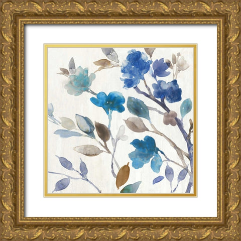 Cobalt Peony II Gold Ornate Wood Framed Art Print with Double Matting by Jensen, Asia