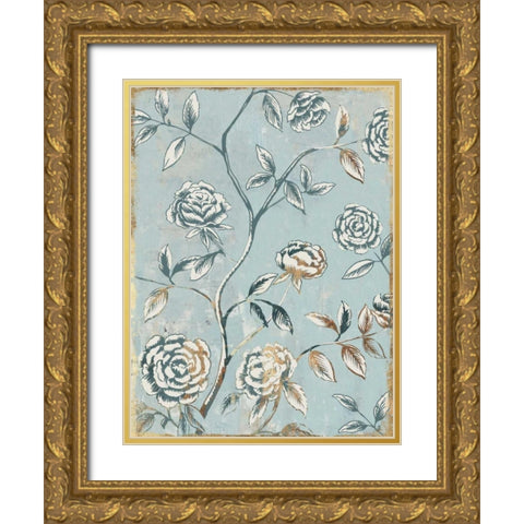 Pale Damask I Gold Ornate Wood Framed Art Print with Double Matting by Jensen, Asia