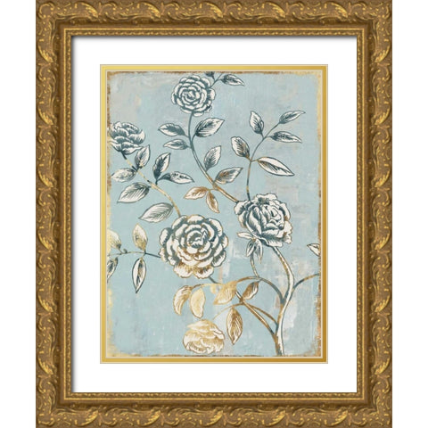 Pale Damask II Gold Ornate Wood Framed Art Print with Double Matting by Jensen, Asia