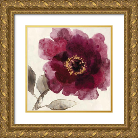 Crimson Peony I Gold Ornate Wood Framed Art Print with Double Matting by Jensen, Asia