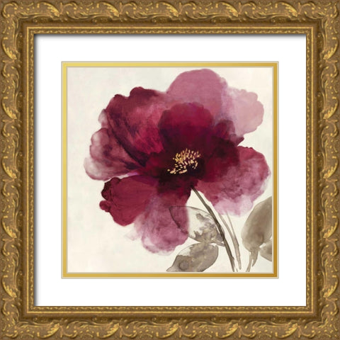 Crimson Peony II Gold Ornate Wood Framed Art Print with Double Matting by Jensen, Asia