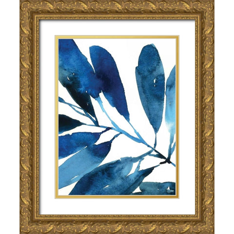 Sapphire Stems I Gold Ornate Wood Framed Art Print with Double Matting by Jensen, Asia